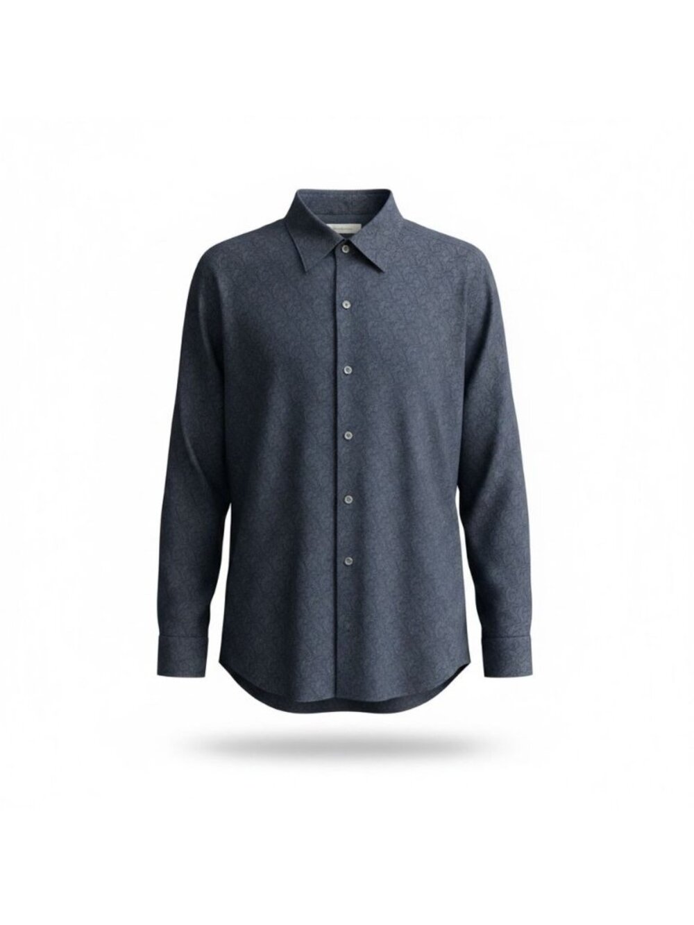 Ermenegildo Zegna Men's Designer Gray Paisley Long Sleeve Shirt Size XL